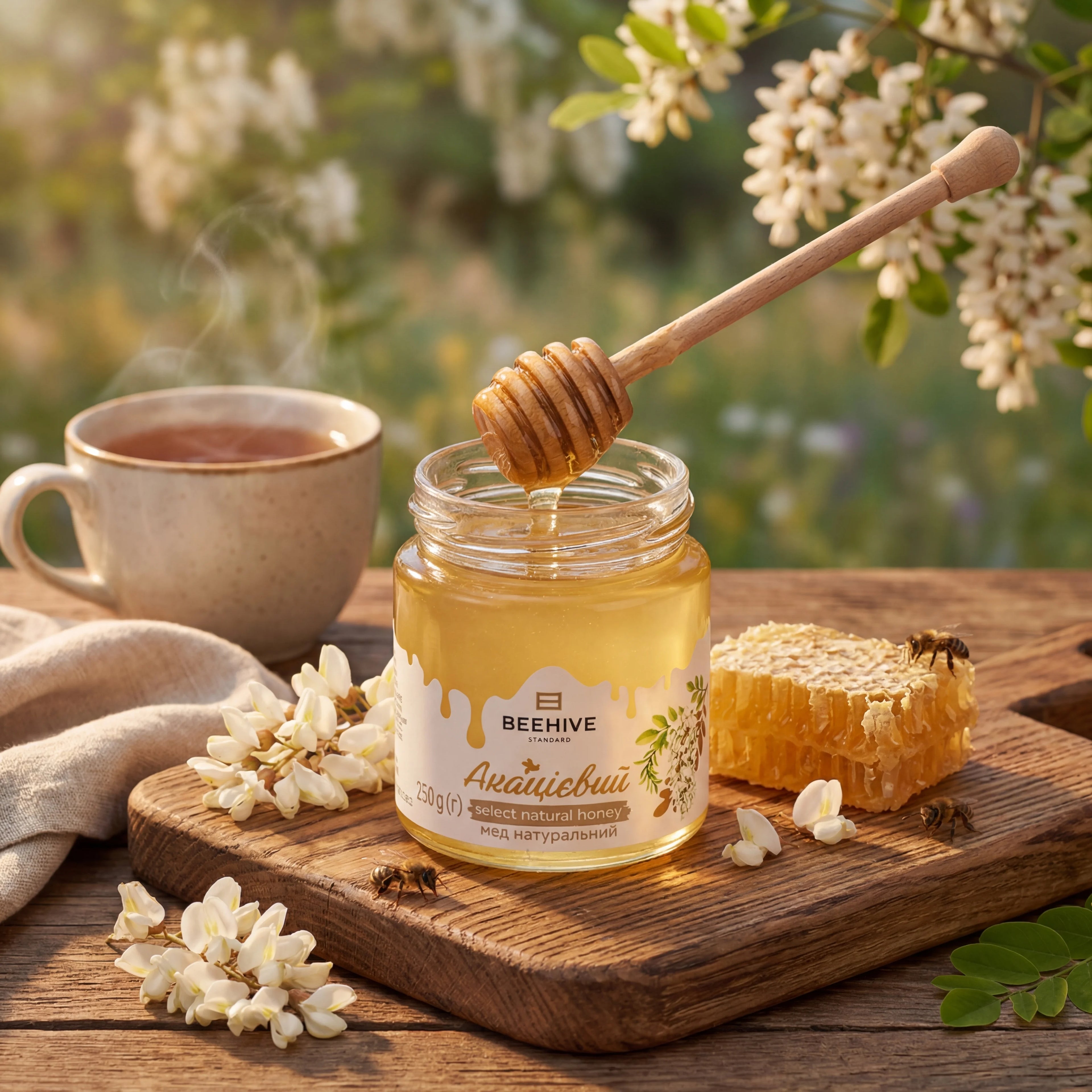 Raw Acacia Honey (Glass Jar, Ukrainian Wildflower)