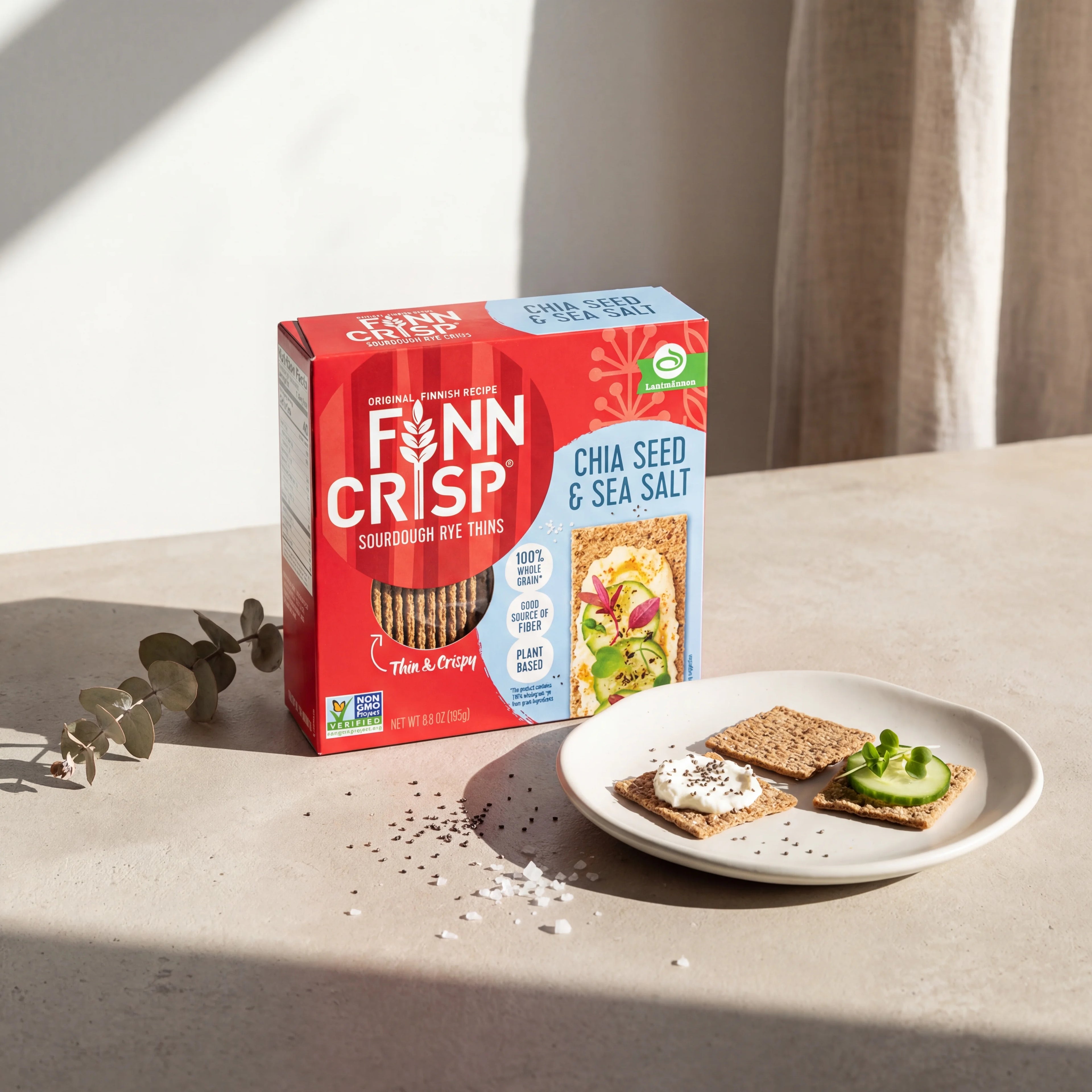 Sourdough Rye Crisps with Chia & Sea Salt (Finn Crisp, Finland)