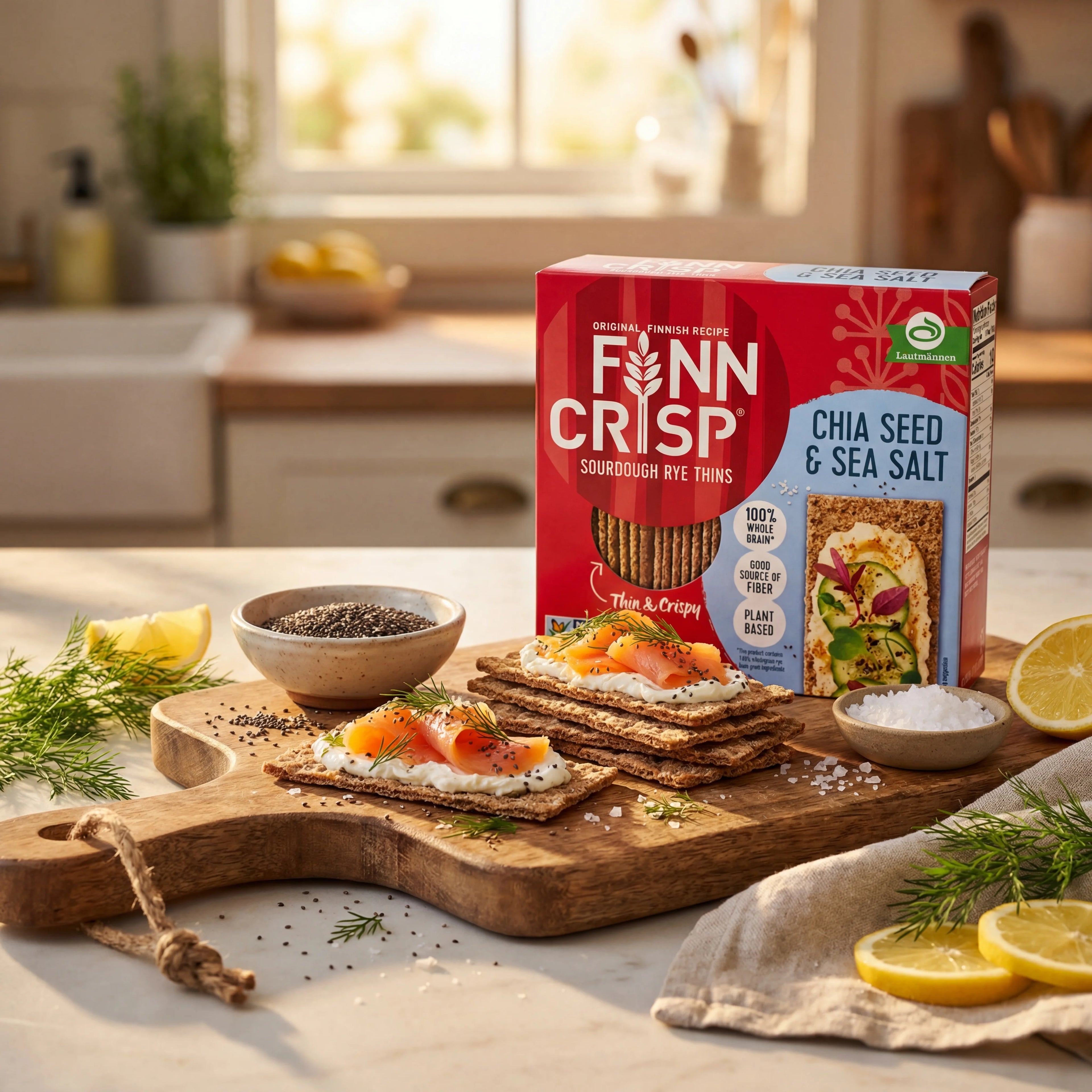 Sourdough Rye Crisps with Chia & Sea Salt (Finn Crisp, Finland)