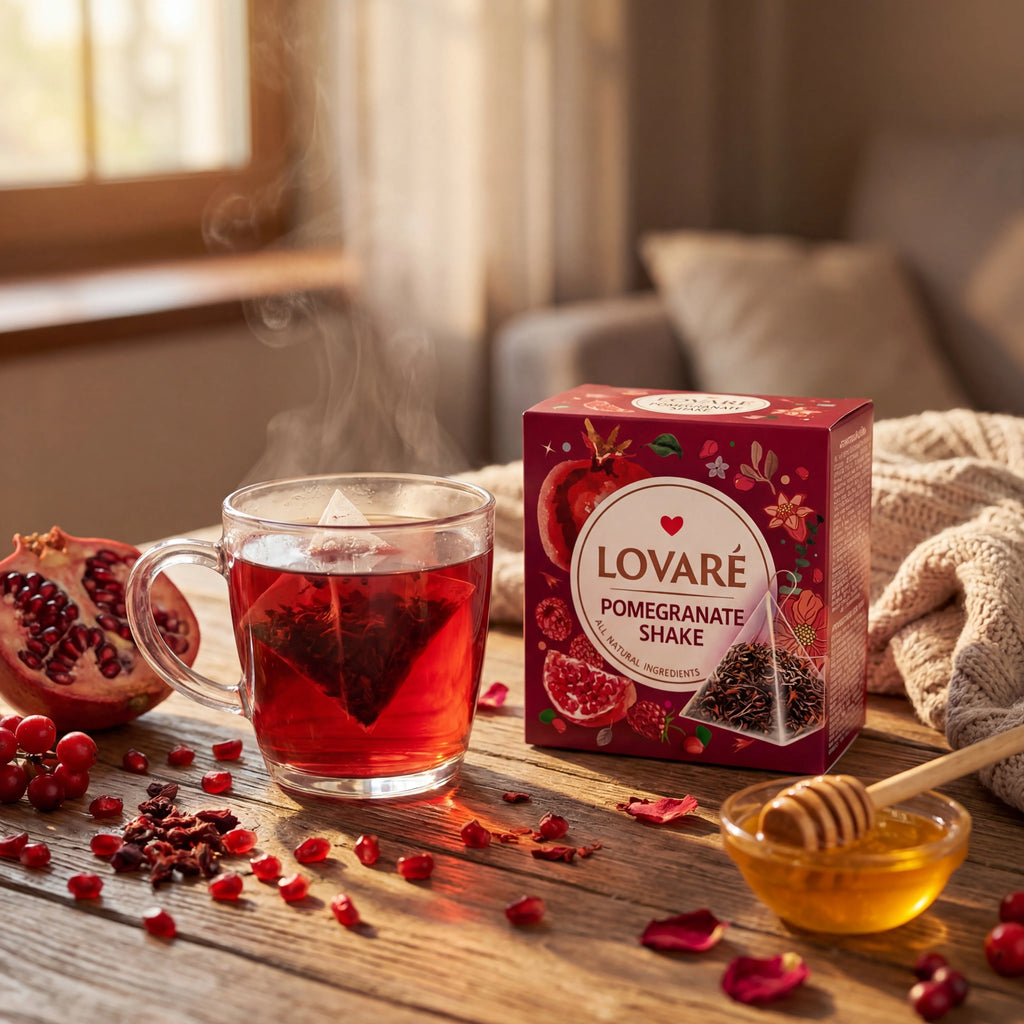 Pomegranate Shake Pyramid Tea (Lovare, Ukraine)