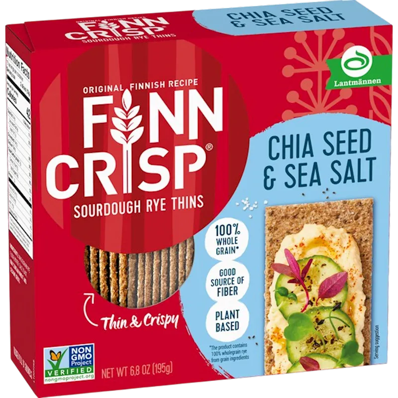 Sourdough Rye Crisps with Chia & Sea Salt (Finn Crisp, Finland)